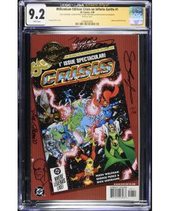 Crisis on Infinite Earths Mill Ed (2000) #1 CGC 9.2 SIGNED x3 and REMARK PEREZ WOLFMAN GIORDANO