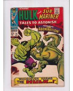Tales to Astonish (1959) #  91 UK Price (4.0-VG) (2411396) Sub-Mariner, Incredible Hulk, 1st Abomination cover app., Spine Split 3 inch