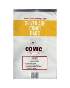 Silver Size Comic Bags Comic Concept  266 x 187mm (7 1/4" x 10 1/2") Pk 100 