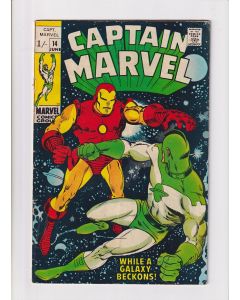 Captain Marvel (1968) #  14 UK Price (5.0-VGF) (674861) Lower staple centerfold detached, Iron Man