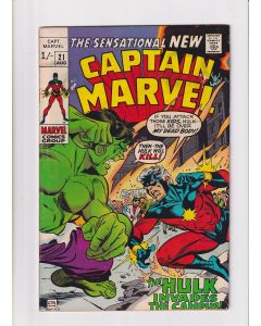 Captain Marvel (1968) #  21 UK Price (5.0-VGF) (285180) Hulk