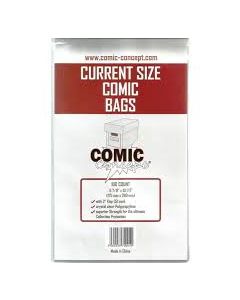 Current Size Comic Bags Comic Concept 269 x 175mm (6 7/8" x 10 1/2")  Pk100 