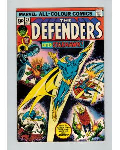 Defenders (1972) #  28 UK Price (6.0-FN) (1162701) 1st FULL Starhawk appearance