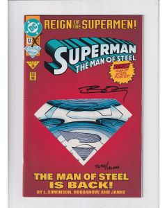 Superman The Man of Steel (1991) #  22 Die-Cut DF (9.0-VFNM) (2073594) Signed, With poster