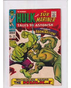 Tales to Astonish (1959) #  91 UK Price (4.5-VG+) (1962615) Sub-Mariner, Hulk, 1st Abomination cover