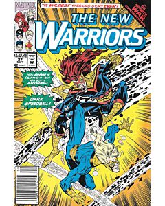 New Warriors (1990) #  27 Newsstand (5.0-VGF) Infinity War Tie-in, Unofficial SIMPSONS app, Tag on cover