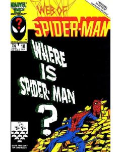 Web of Spider-Man (1985) #  18 (6.0-FN) 1st Eddie Brock cameo (Hands only)
